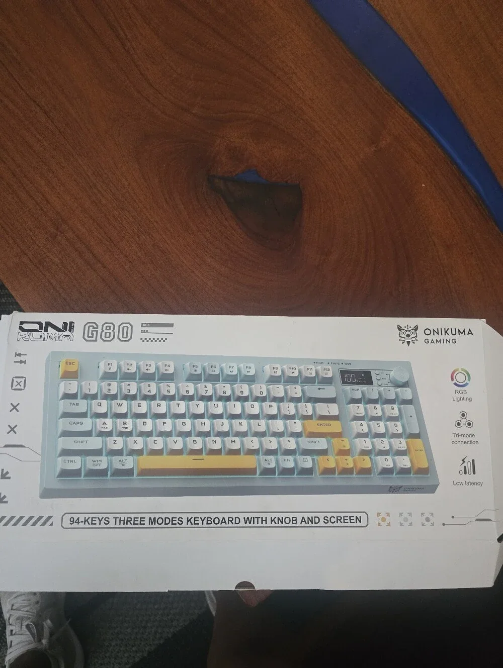 Onikuma G80 94 Keys Keyboard with Yellow Accent Keys 3 Modes With Knob &  Screen